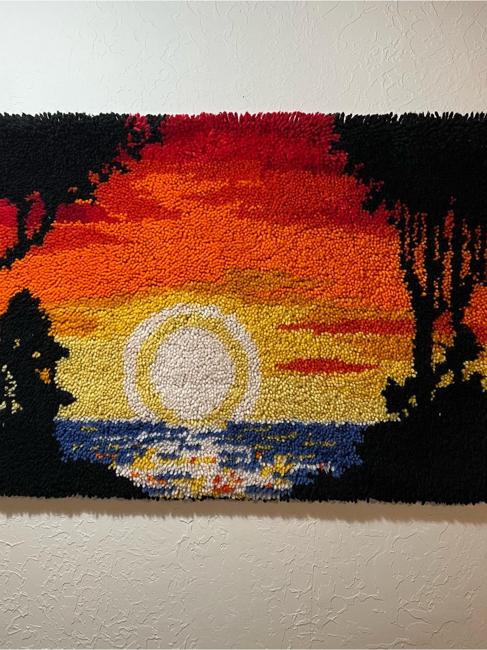 Sunset Horizon Tufted Wall Art - Black, Orange, Yellow, Blue